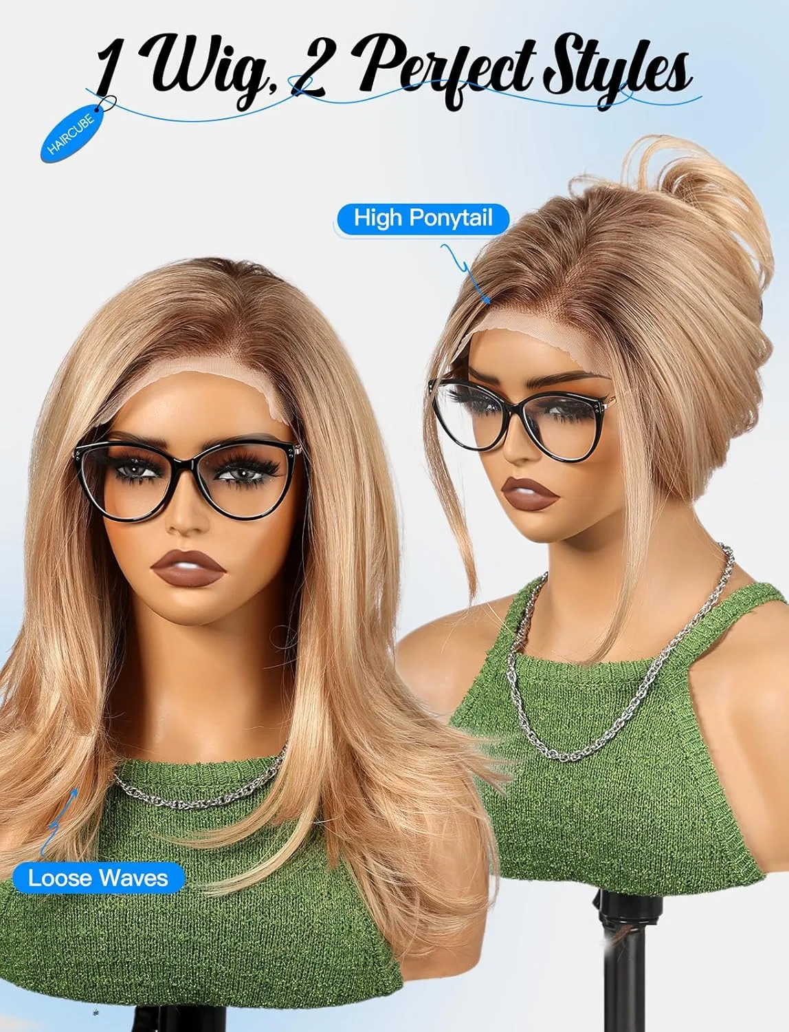 Длинный волнистый парик HAIRCUBE с челкой, термостойкий, синтетический, блонд Haircube, Blond — фото 3