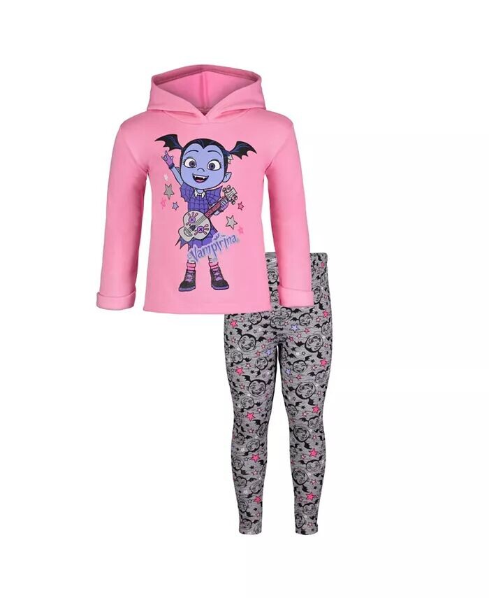 

Пуловер для девочек Vampirina, флисовая толстовка с капюшоном и леггинсы, комплект одежды для малышей Disney, розовый