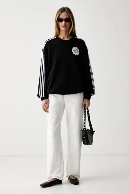 Худи женское свободного кроя Adidas Originals, черный — фото 2