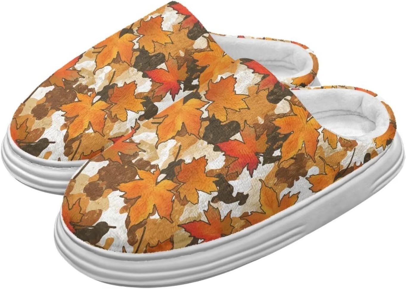 

Тапочки Chririnla на День Благодарения для женщин и мужчин, мягкие, уютные, комфортные, плюшевые, легкие, без шнурков, для дома и улицы, с противоскользящей подошвой из EVA, Artistic Maple Leaf