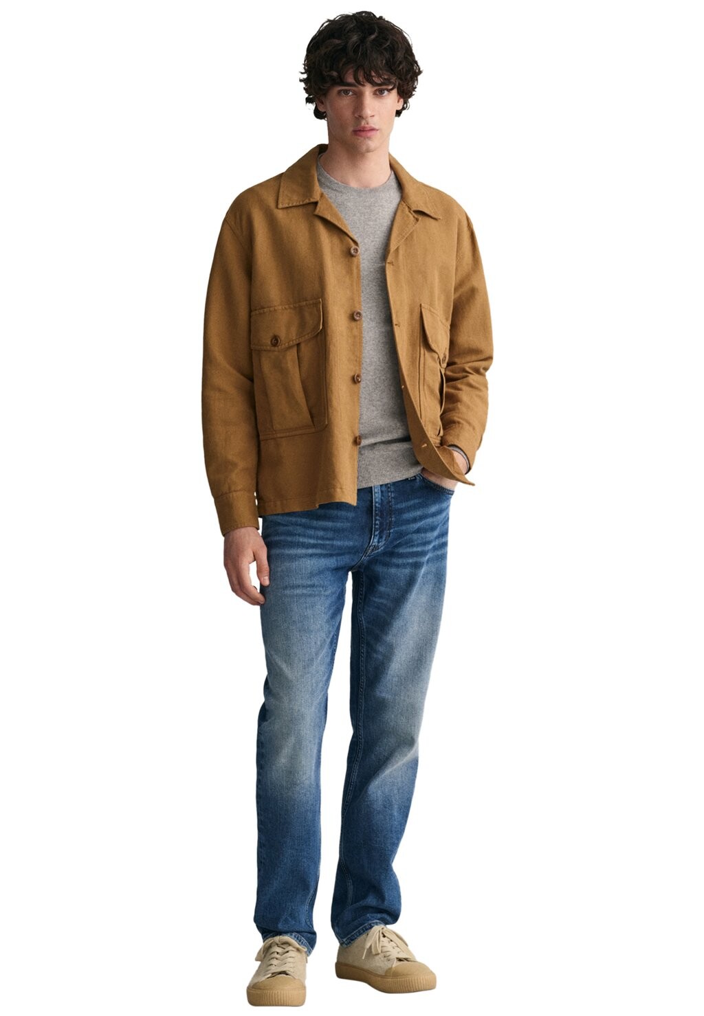 

Свитер SUPERFINE CREW NECK GANT, серый меланж