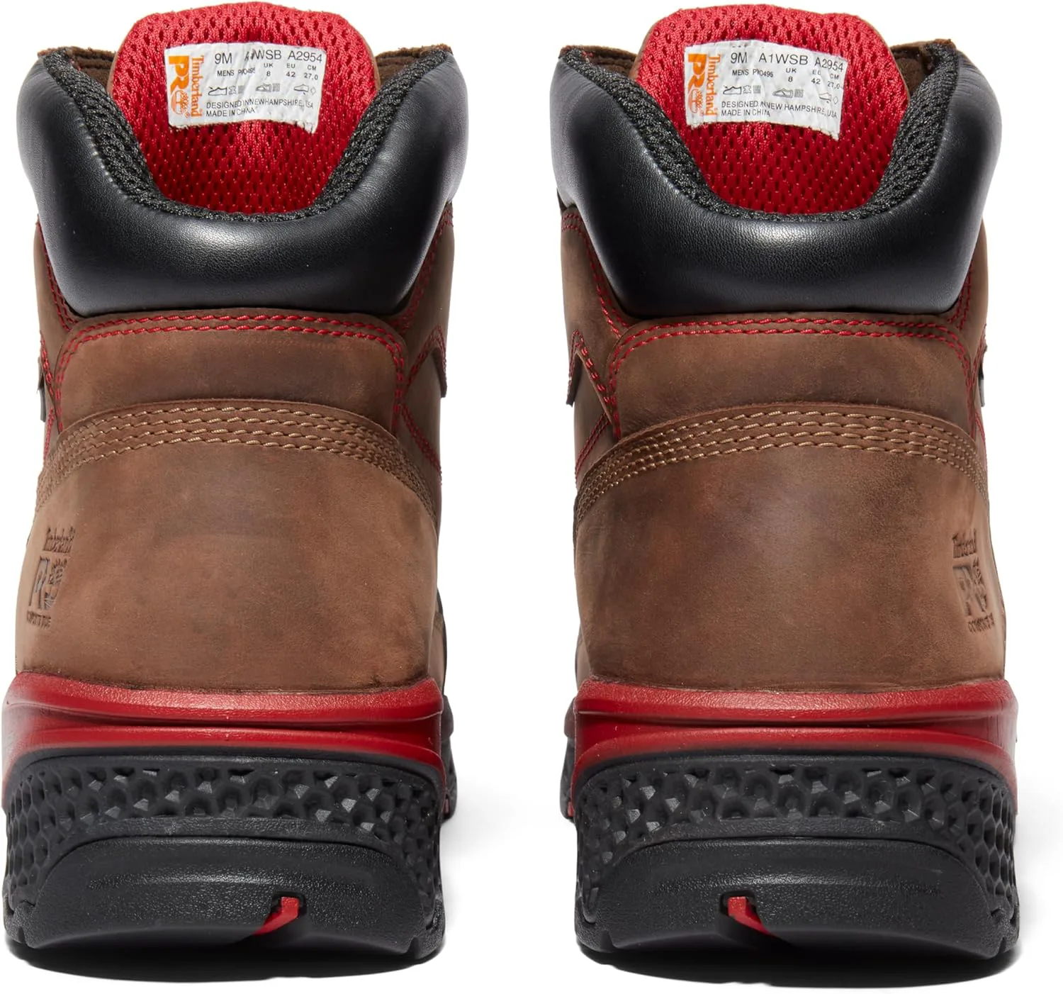 Мужские рабочие ботинки Timberland PRO Bosshog с композитным носком, водонепроницаемые, высотой 6 дюймов, коричневый/красный — фото 4