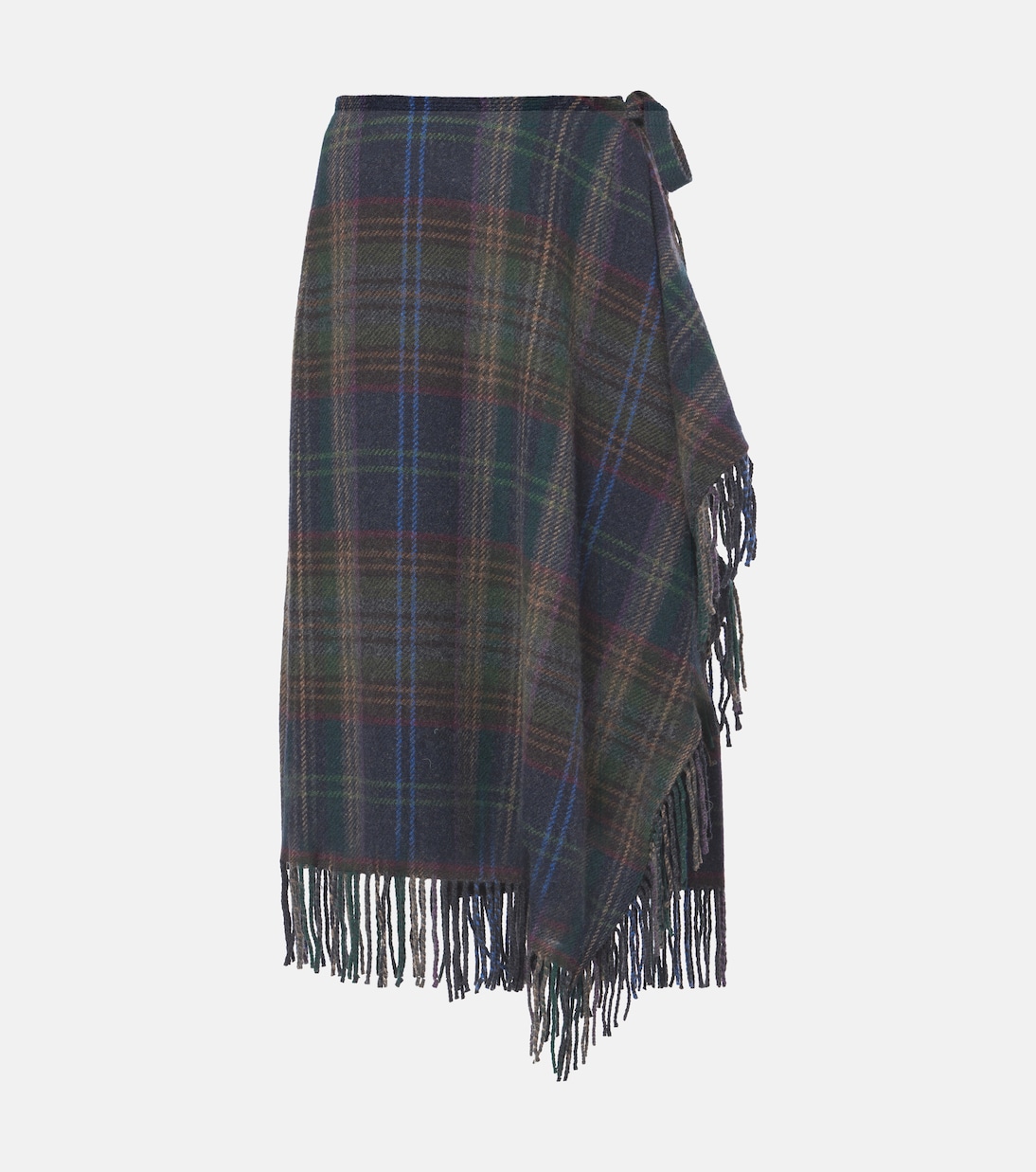 

Пледовая юбка-парео с бахромой из смесовой шерсти Polo Ralph Lauren, Plaid Multi