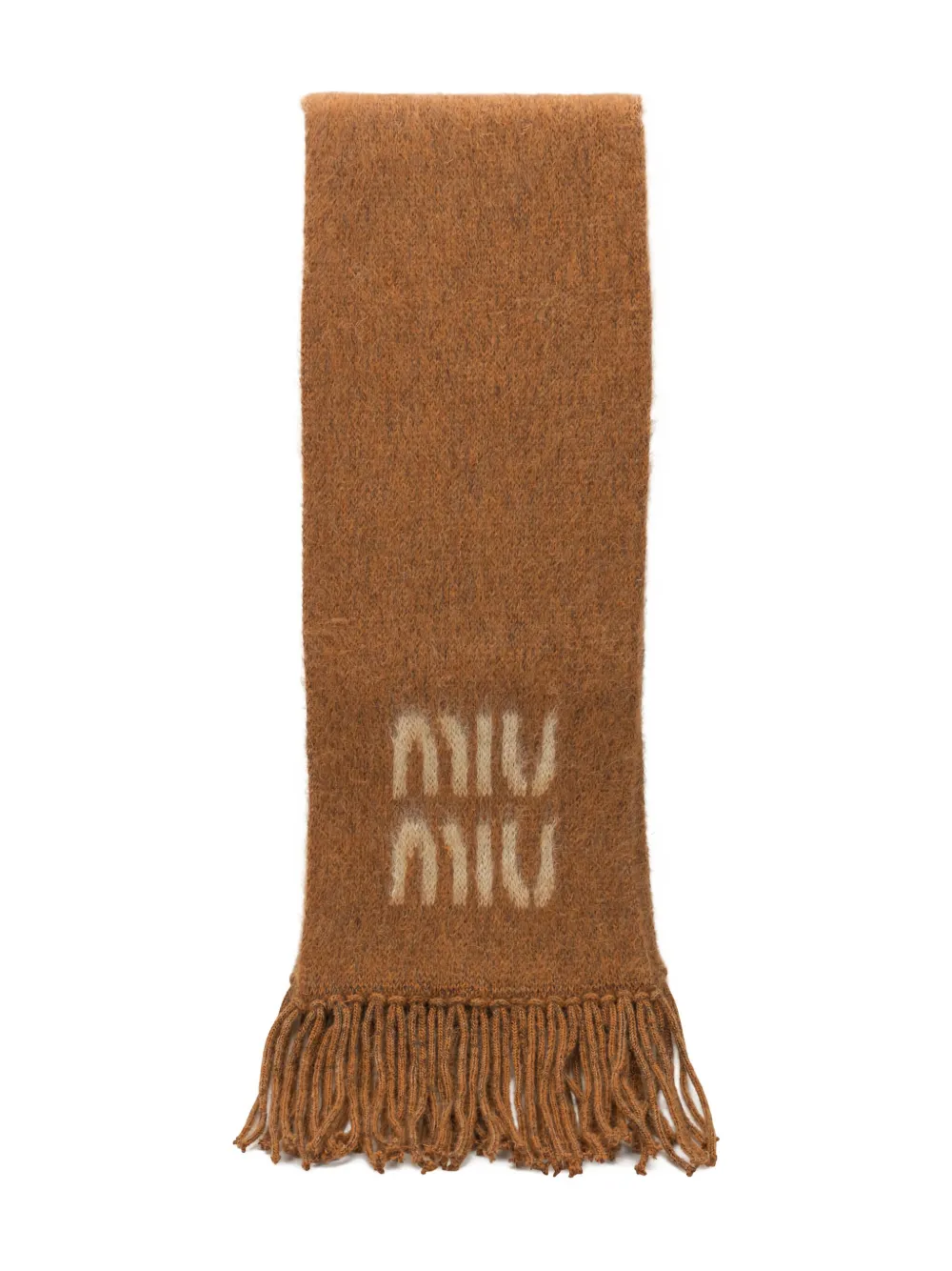 

Шарф логотипом и бахромой Miu Miu, коричневый