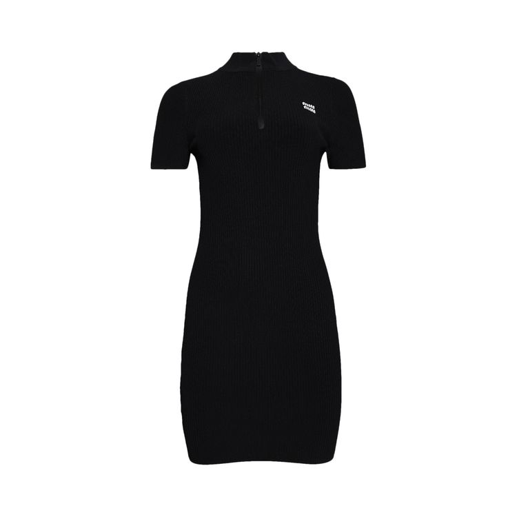 

Платье Miu Miu Ribbed Knit Mini Dress 'Black', черный