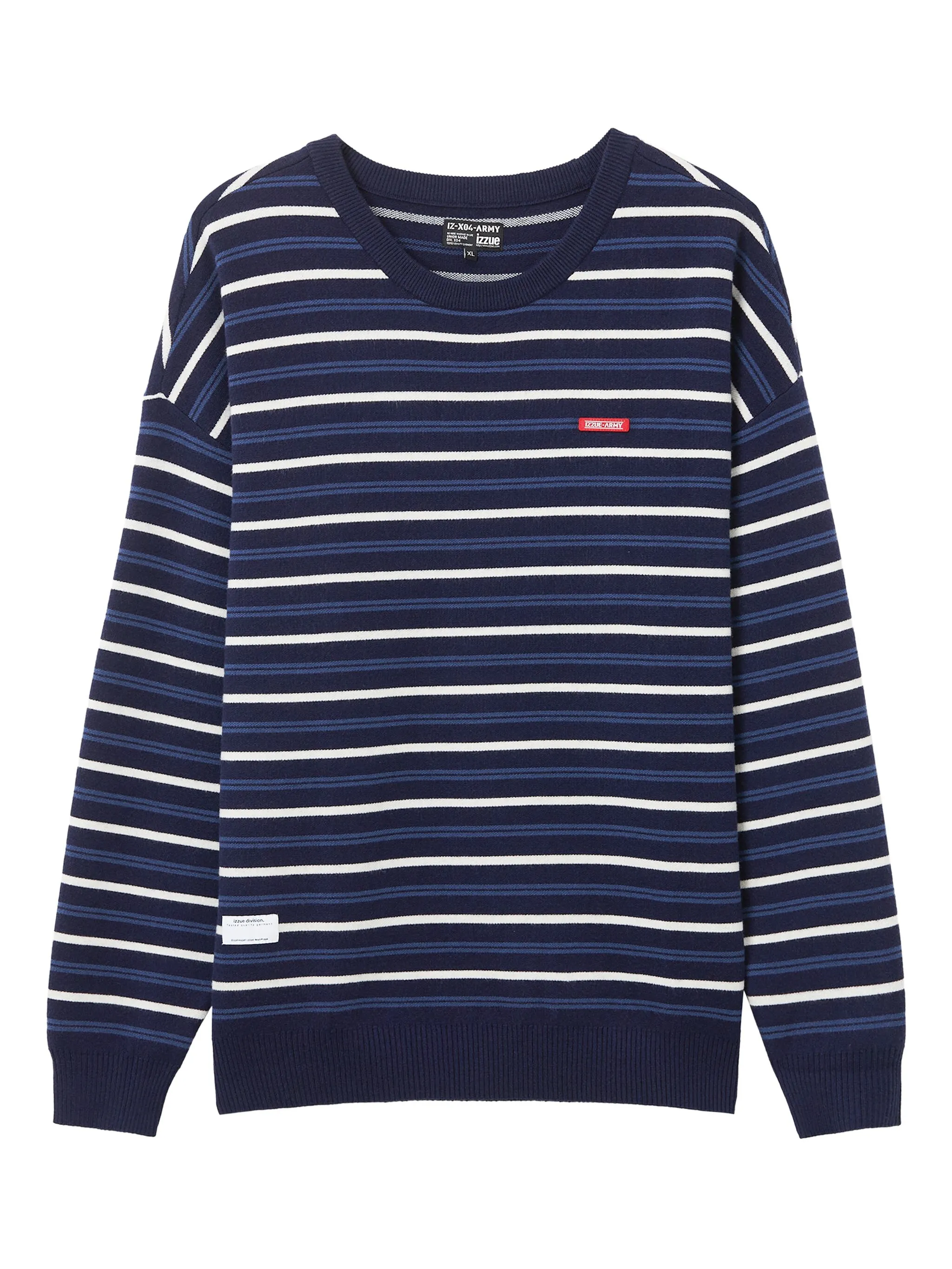 

Свитер с нашивкой-логотипом и полосками Izzue, синий