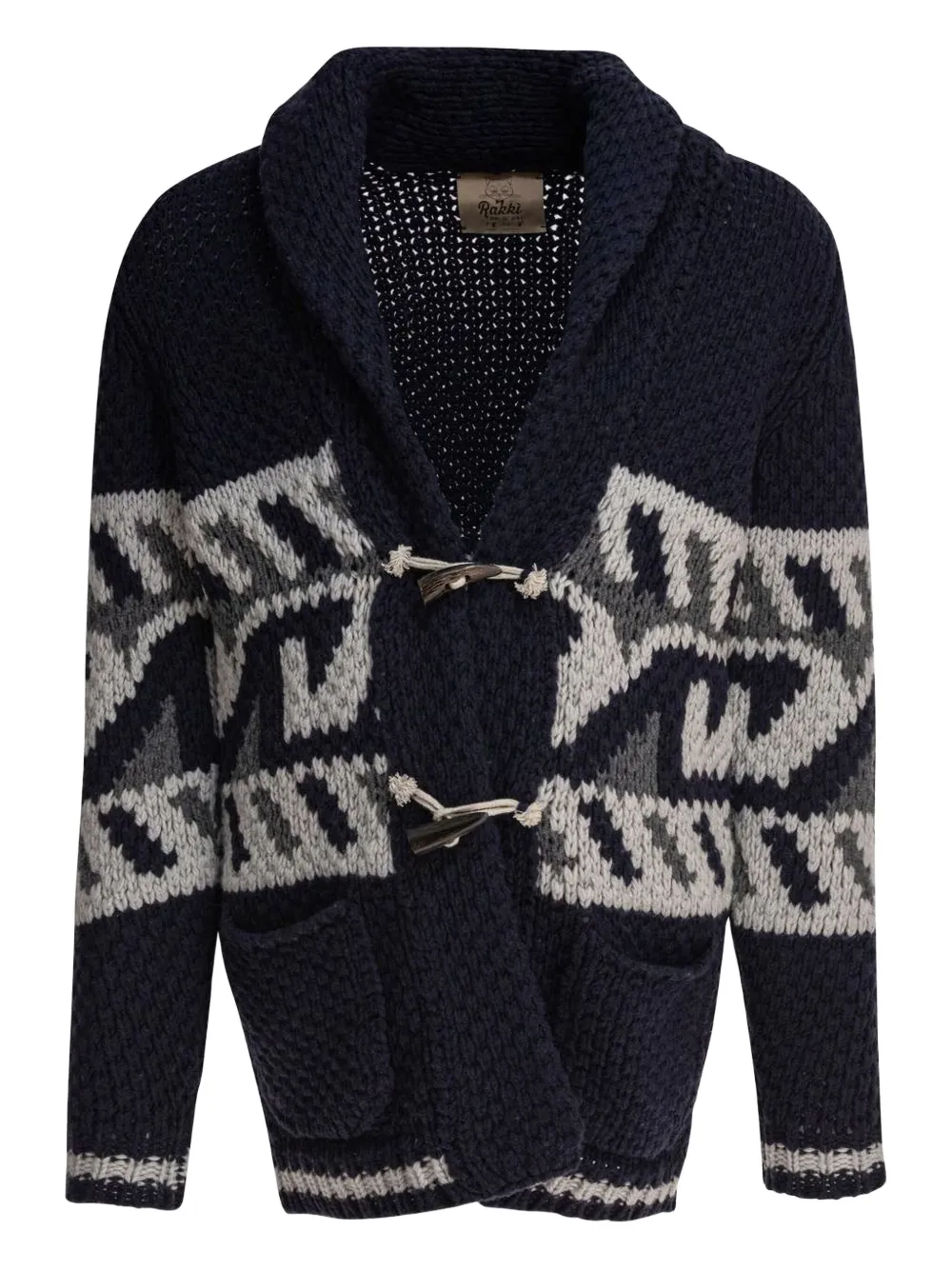 

Кардиган с узором и застежкой-тогл RAKKI, синий