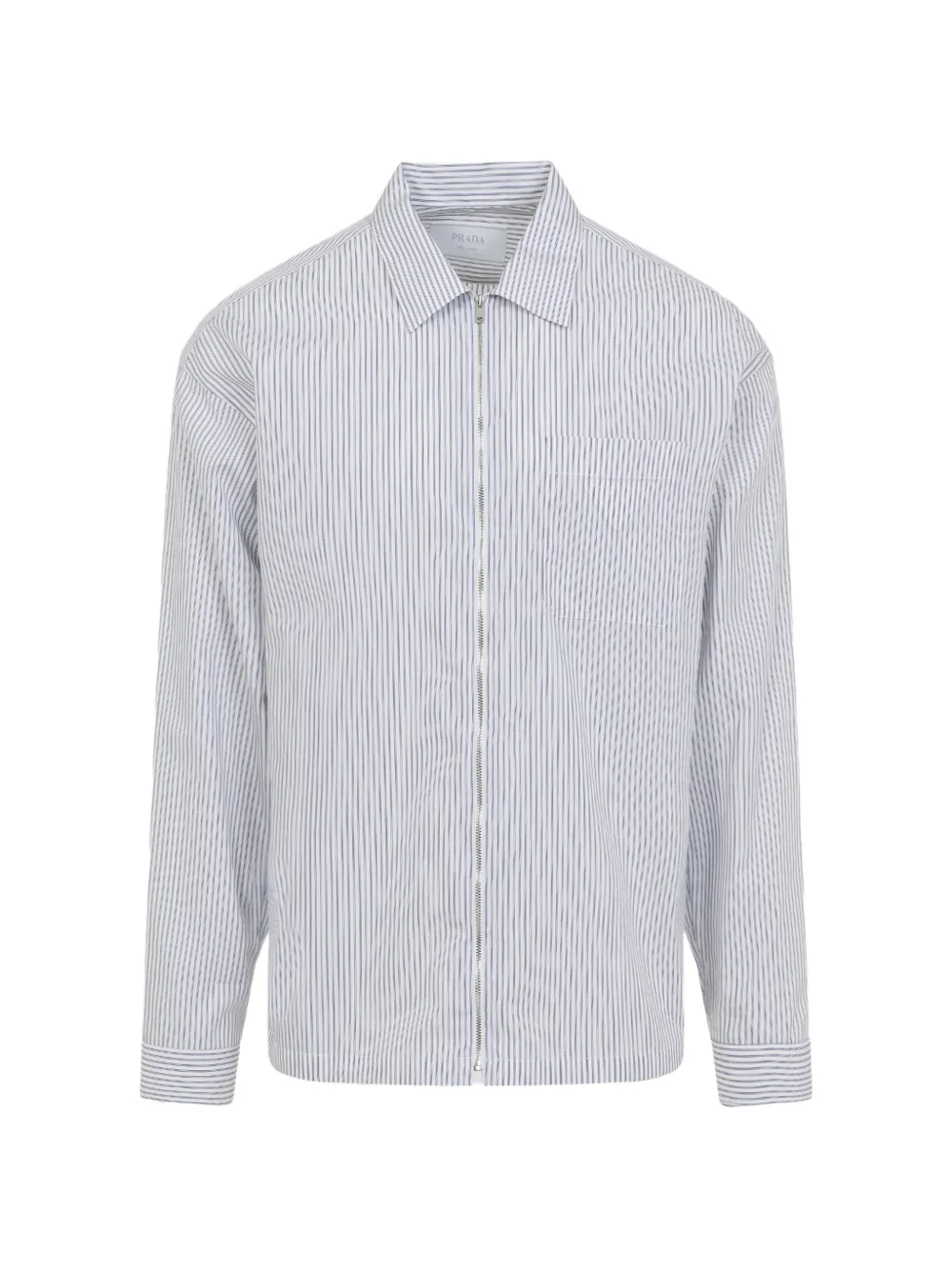 

Рубашка с полосатым узором и застежкой-молнией Prada, белый