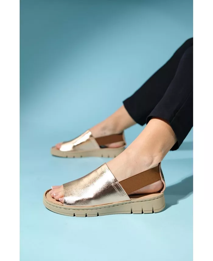 Сандалии Londoi на эластичных ремешках (женские) Forever & Always Shoes, золотой — фото 4