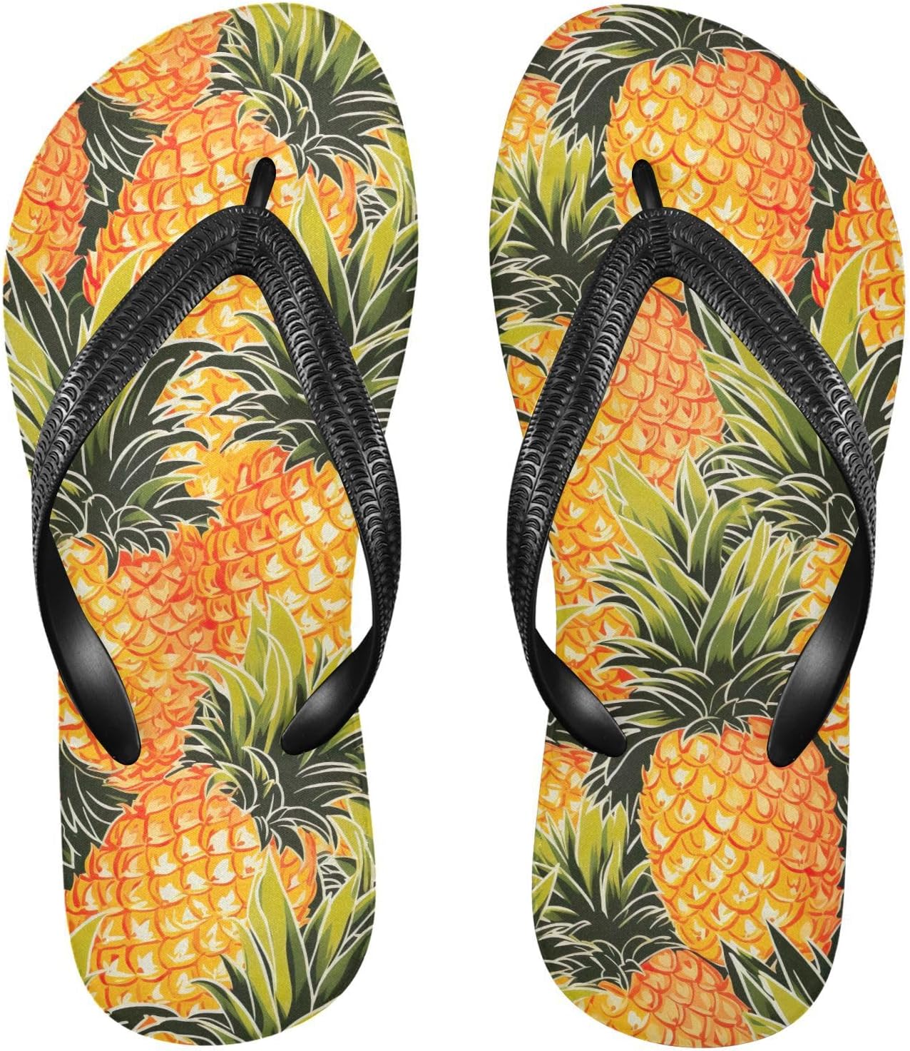 

Женские и мужские шлепанцы SPRIPORT Yellow Pineapple Fruit Slim с удобной подошвой, мягкие сандалии с резиновой нескользящей подошвой, плоские сандалии для пляжа и летних прогулок, Multicoloured