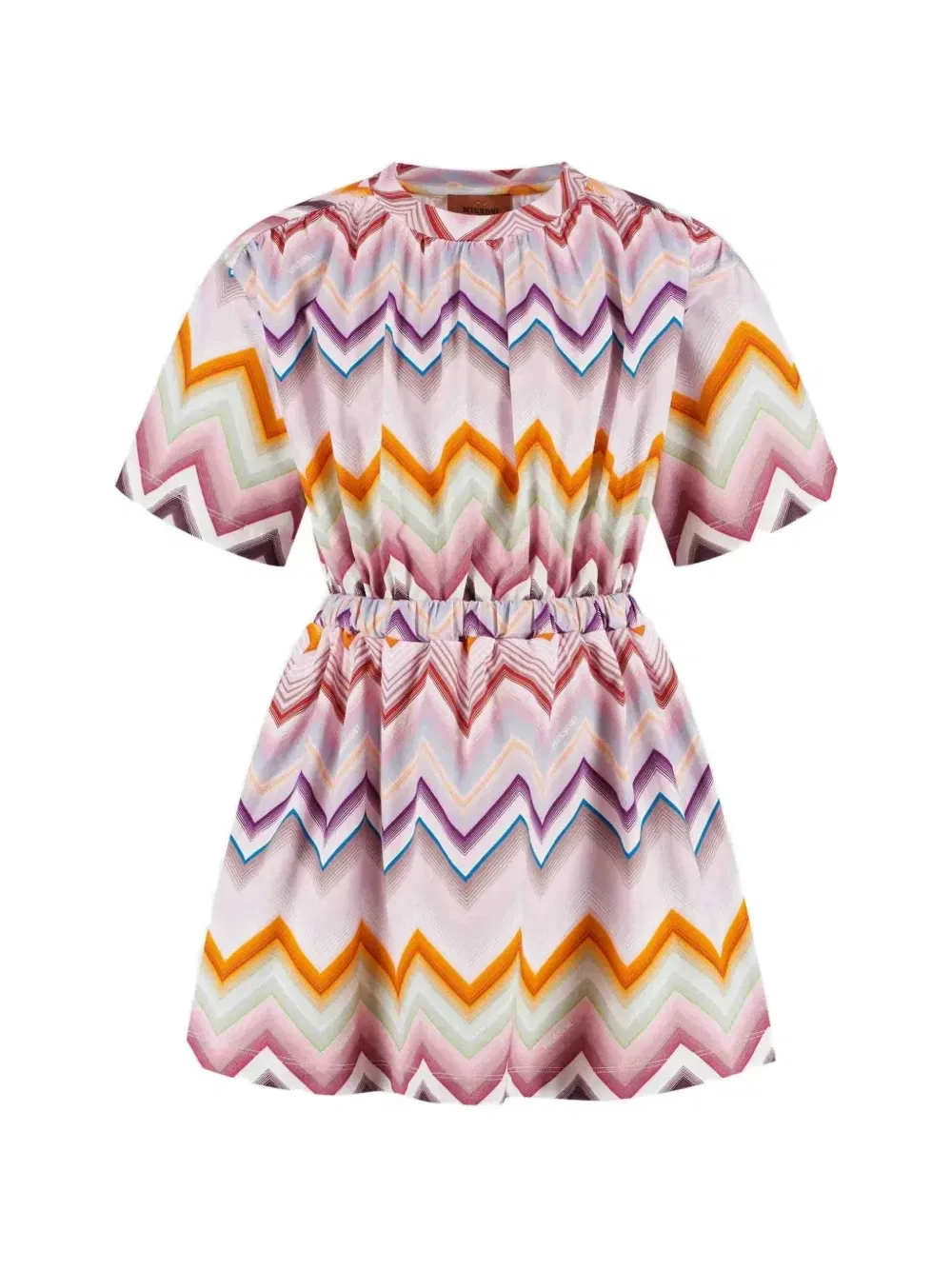 Плиссированное платье с зигзагообразным принтом Missoni Kids, розовый