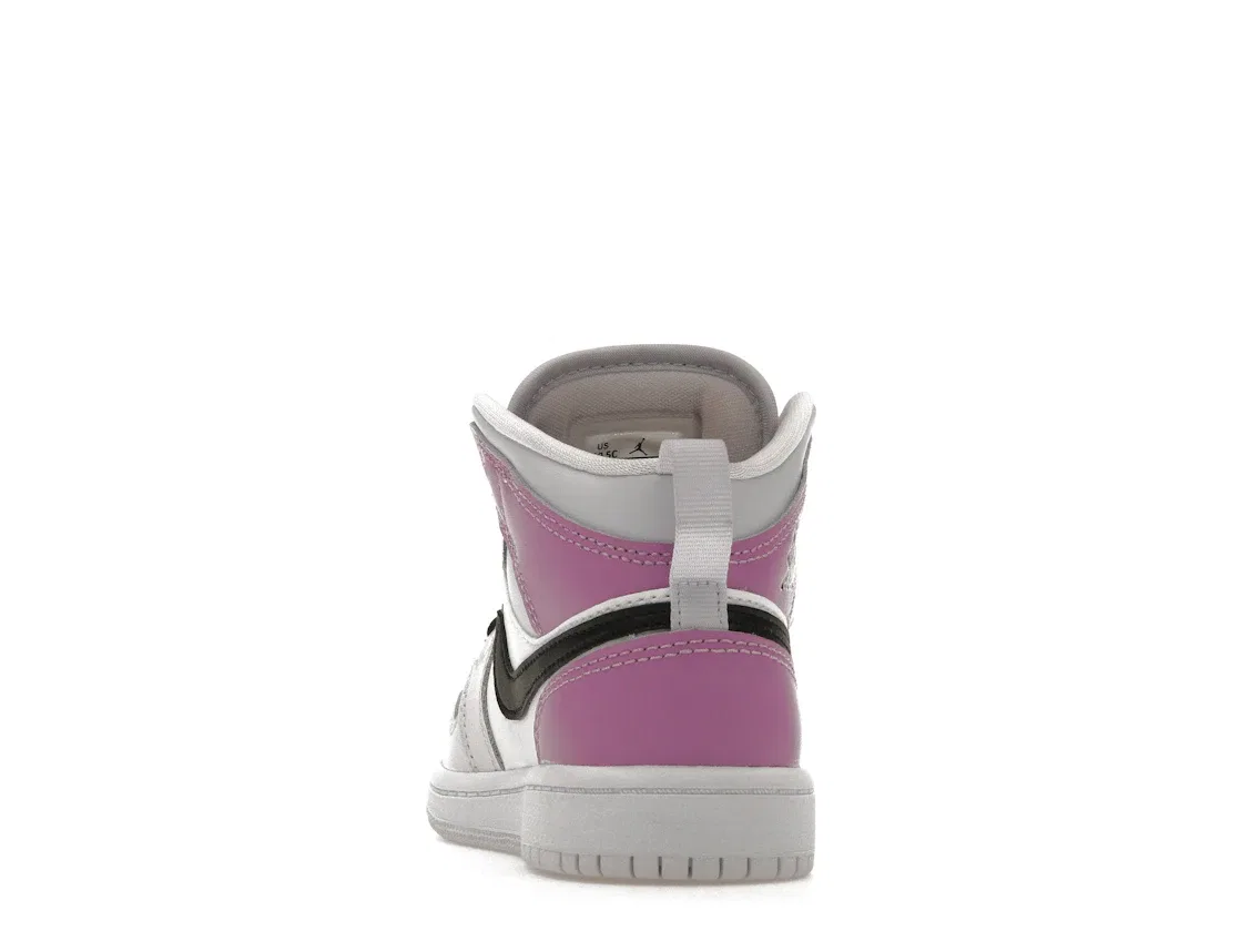 Детские кроссовки с перфорацией Jordan 1 Mid Jordan, Barely Grape/Black/White/Rush Fuchsia — фото 4