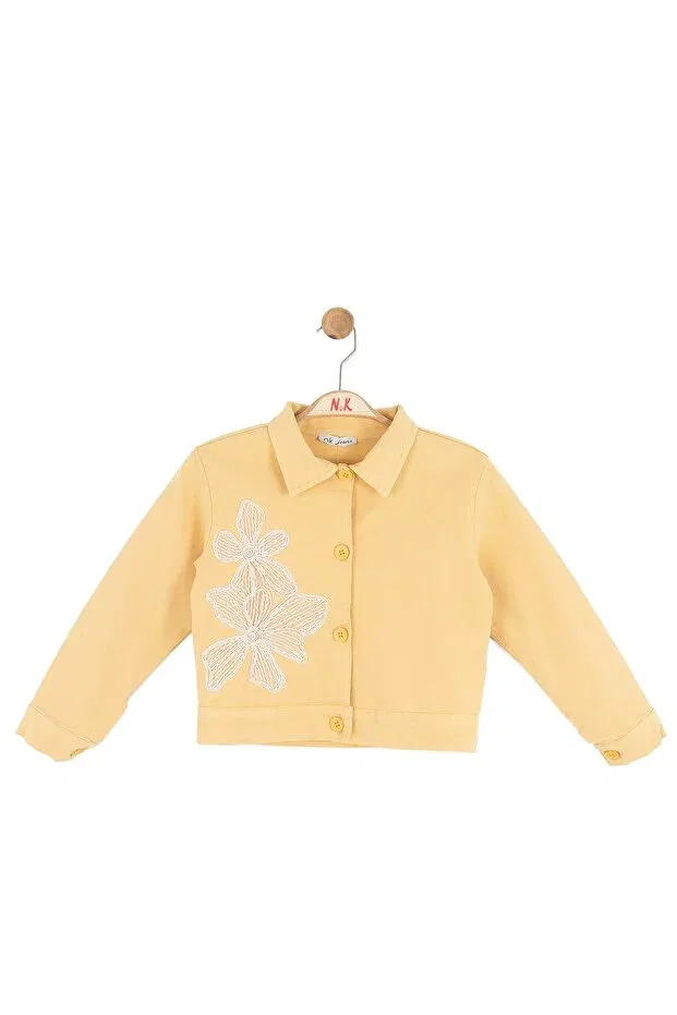 Детская куртка Stella для девочек 4-8 лет, желтая Nk — фото 3
