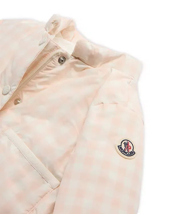 Детское пальто для девочек стеганое Mira Gingham Moncler, Light Beige — фото 4