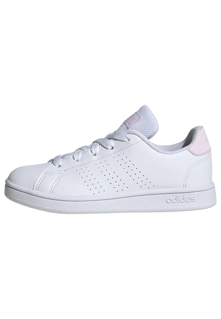 Детские кроссовки с перфорированными полосками Advantage Lifestyle Court Lace Shoes Adidas, Ftwr White Ftwr White Grey One