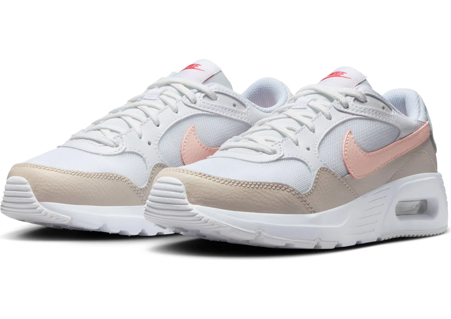Детские кроссовки для девочек с шнуровкой Air Max SC NIKE, White Echo Pink Lt Orewood Brn — фото 2
