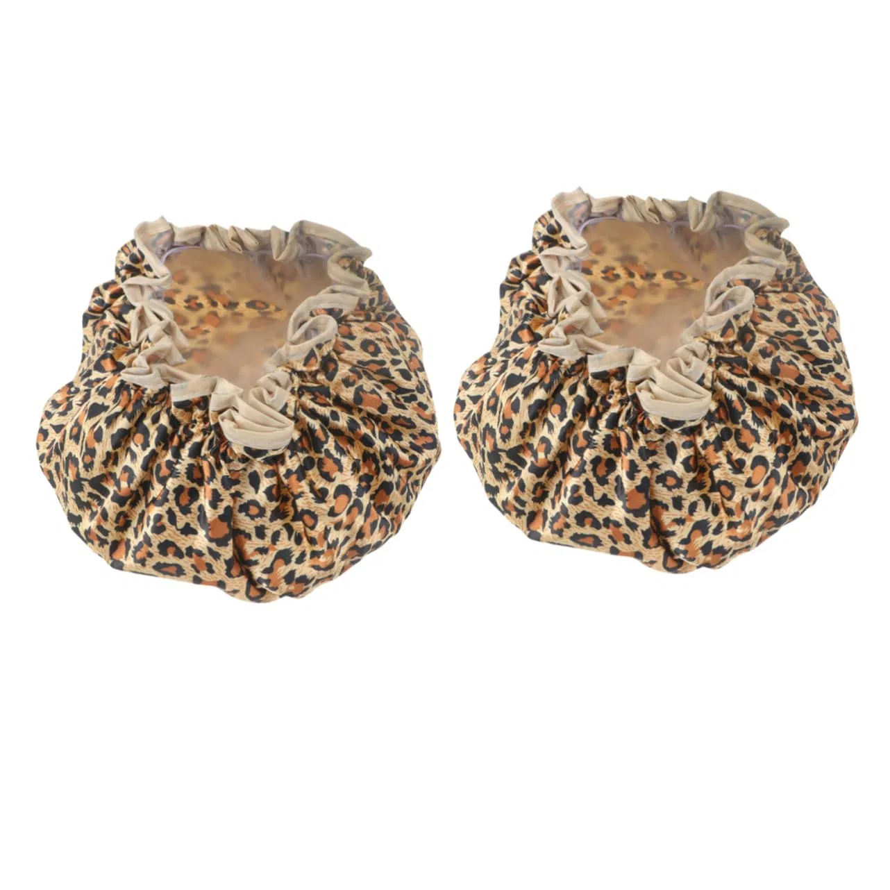 Двойная шапочка для душа из полиэстера и PEVA, 2 шт, PAMINGONO, 27 см, Leopard