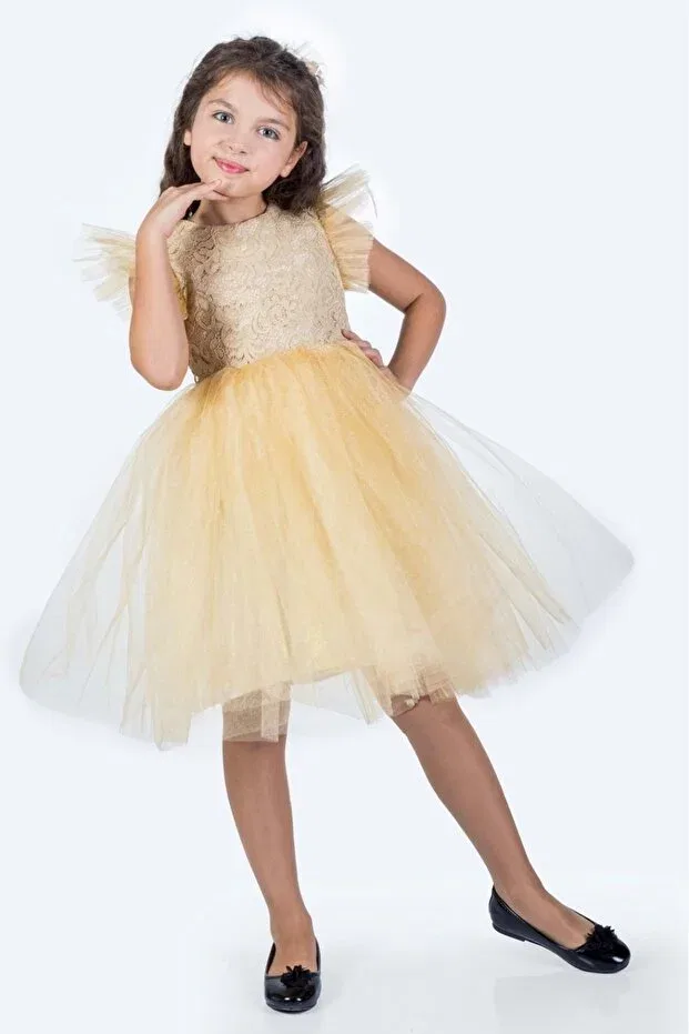Детское платье для девочек кружевное Roza lace tutu Mnk Baby&Kids, Beige