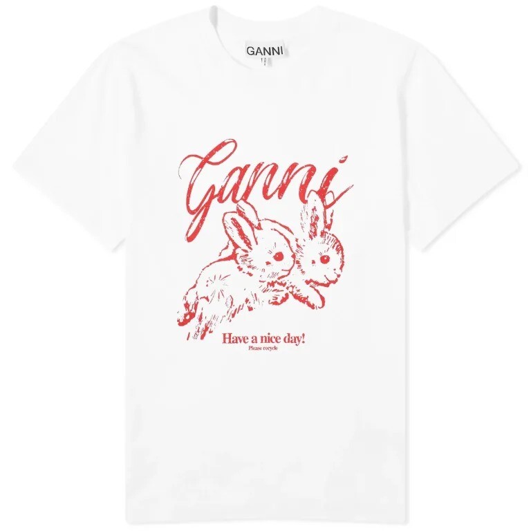 

Футболка Ganni Ganni Bunnies Relaxed, белый