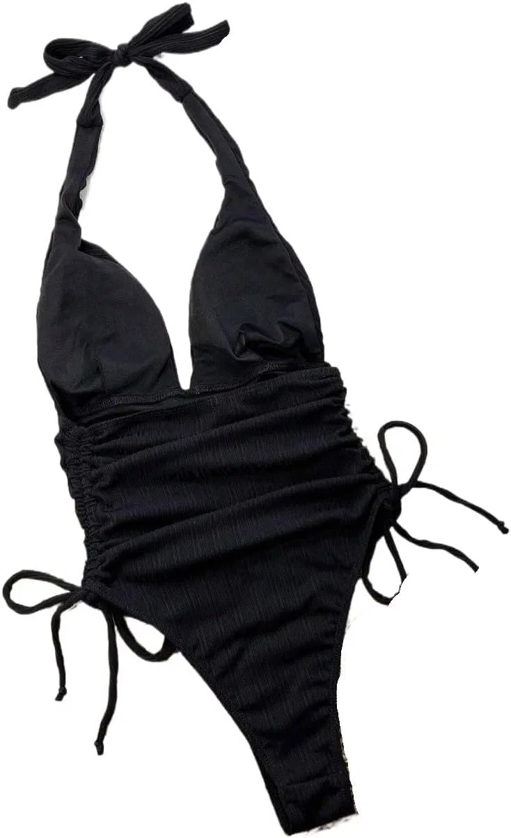 Женский монокини купальник с открытой спиной, Black