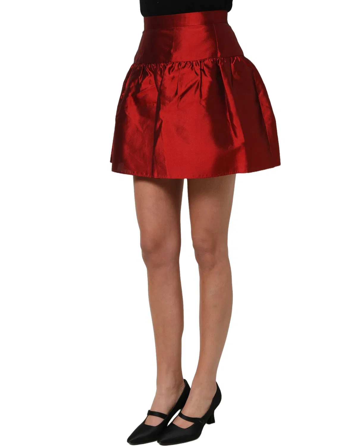 Женская мини-юбка из шелкового атласа с завышенной талией Dolce & Gabbana, Red — фото 4