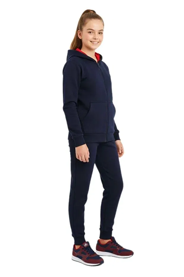 Детский спортивный костюм для девочек на молнии с капюшоном Baglan, Navy Blue — фото 3