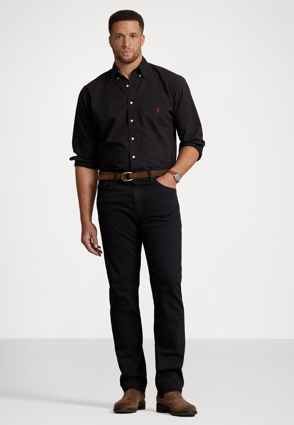Рубашка ОКСФОРДСКАЯ РУБАШКА GARMENT-DYED Polo Ralph Lauren Big & Tall, черный — фото 2