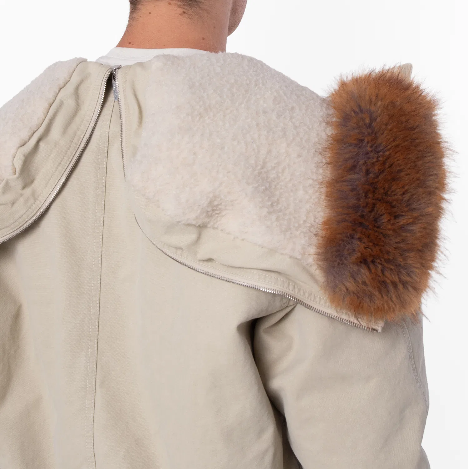 Куртка-бомбер хлопковая с отделкой из искусственного меха Natural Faux Fur Trim Cotton Bomber Jacket Burberry, Plaster — фото 4