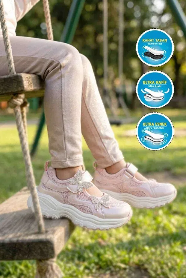 Детские спортивные кроссовки для девочек с липучками Marco Kids, Pink