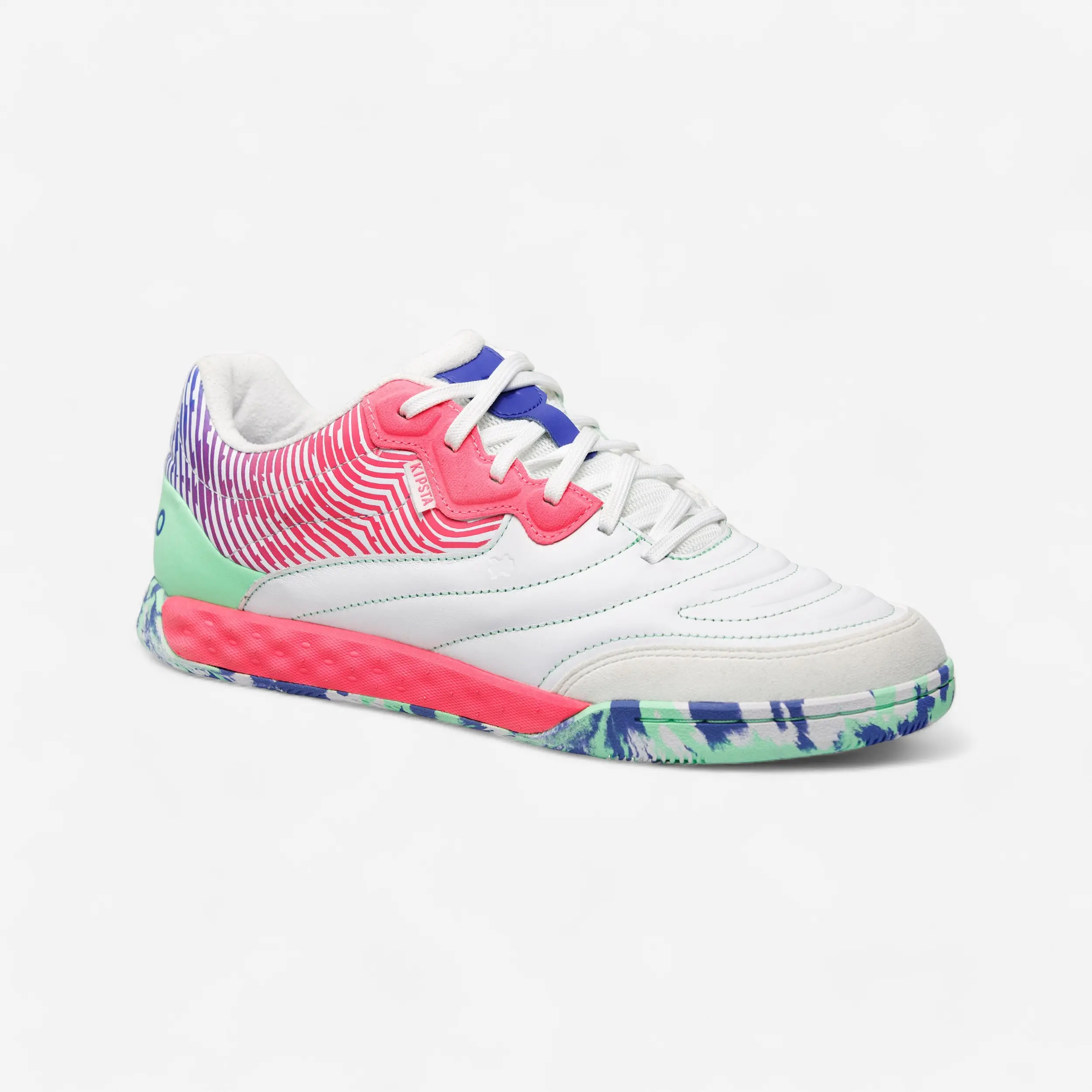 

Мужские футбольные бутсы для мини-футбола Kipsta Eskudo бело-флуоресцентно-розовые