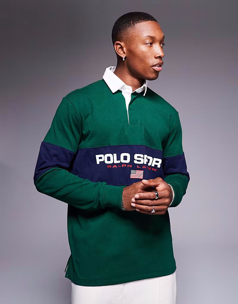 

Футболка-регби Polo Ralph Lauren Sport Capsule с логотипом зеленого цвета