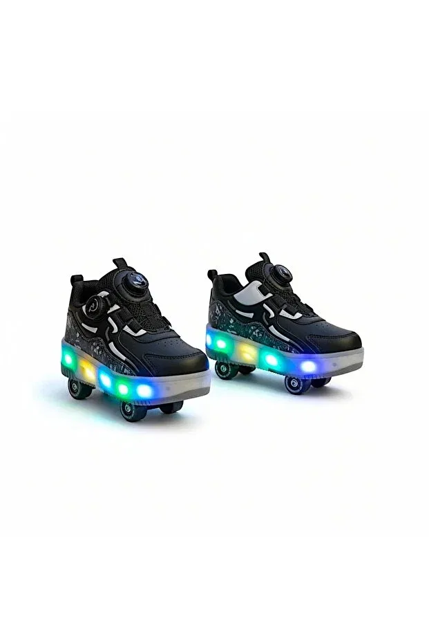 Детские кроссовки для девочек с подсветкой Nisanur Shoes, Black