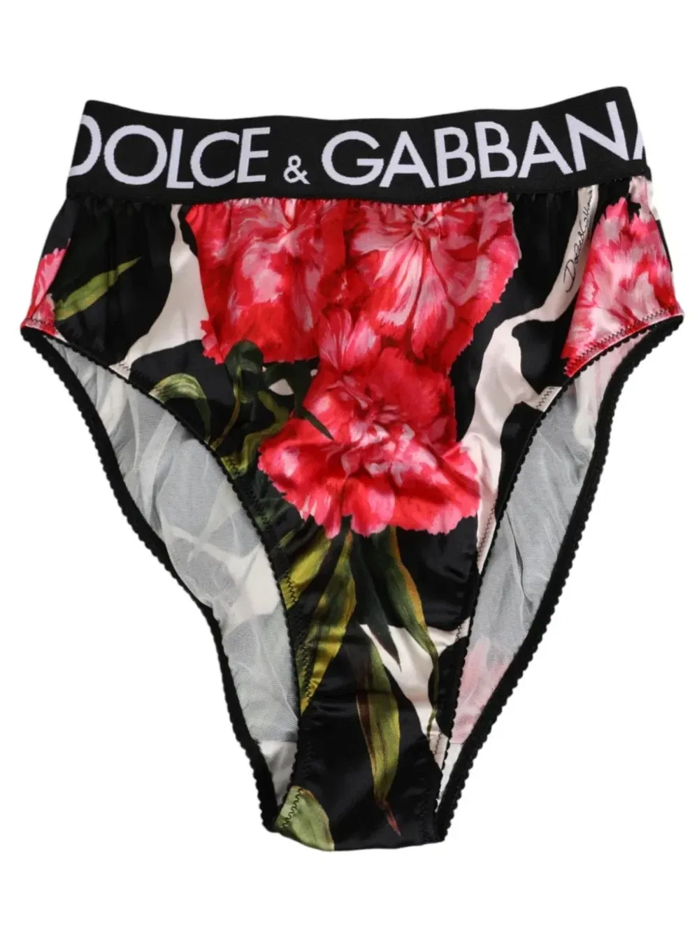 Трусы с цветочным принтом и логотипом на поясе DOLCE & GABBANA, черный — фото 2