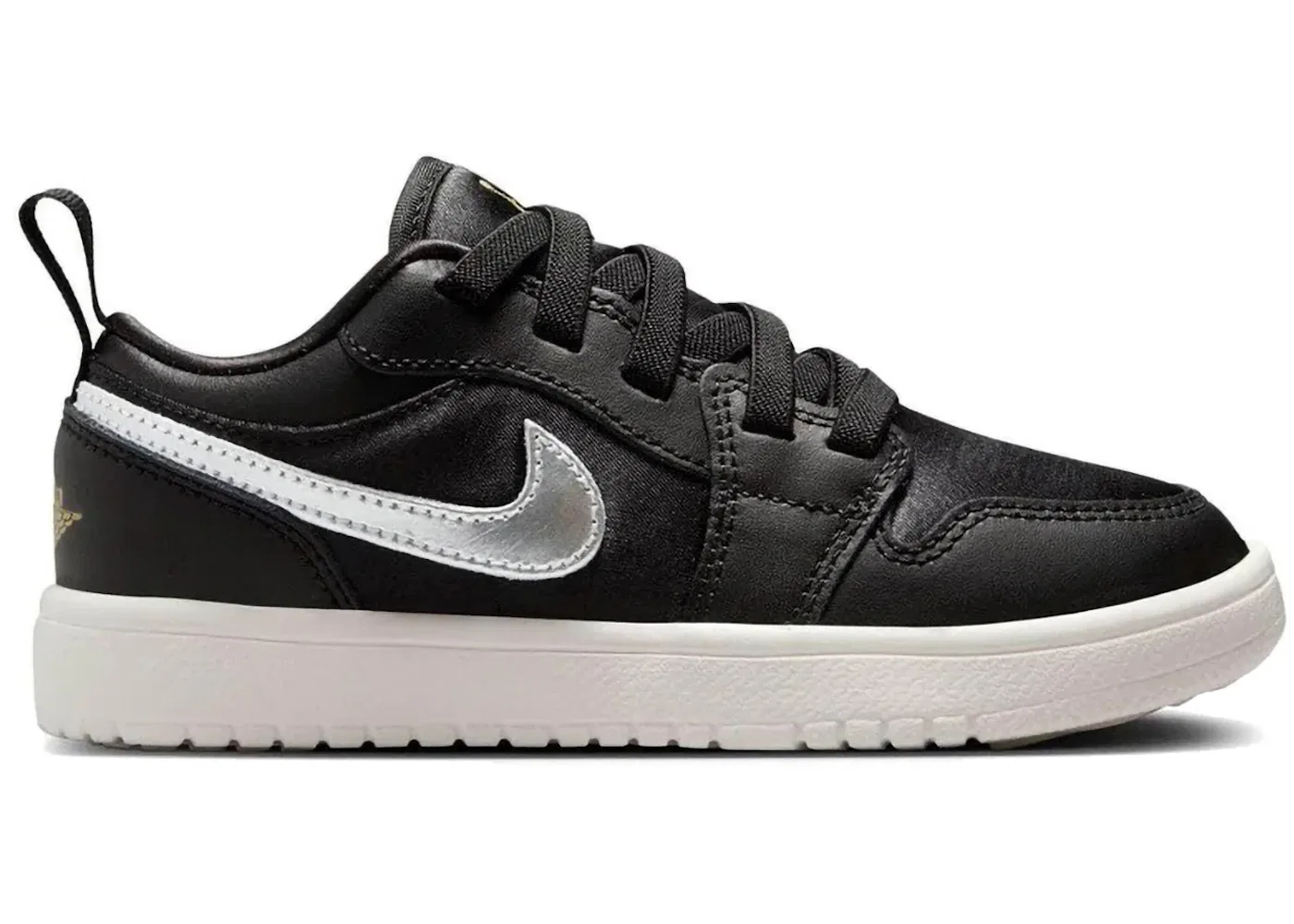 Детские кроссовки Lifestyle с длинным шнурком Jordan 1 Low Alt SE Jordan, Black/Sail/Metallic Gold/Metallic Silver