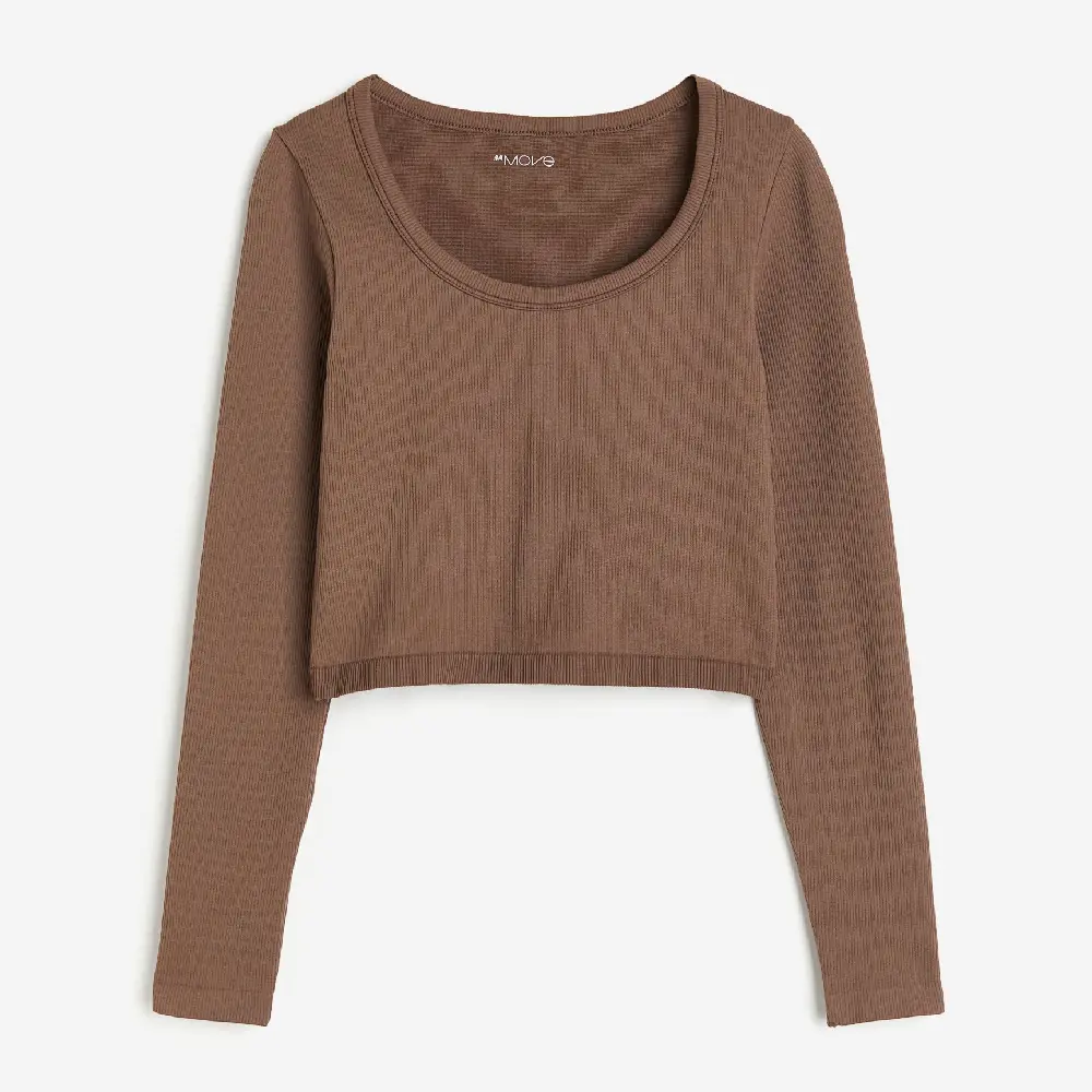 

Спортивный топ H&M DryMove Seamless Crop, коричневый