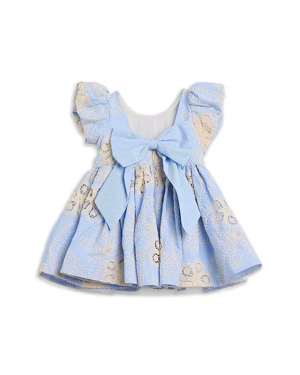 Детское платье для девочек с коротким рукавом Bella Striped Mini Dress Bardot, Bijou Blue — фото 2