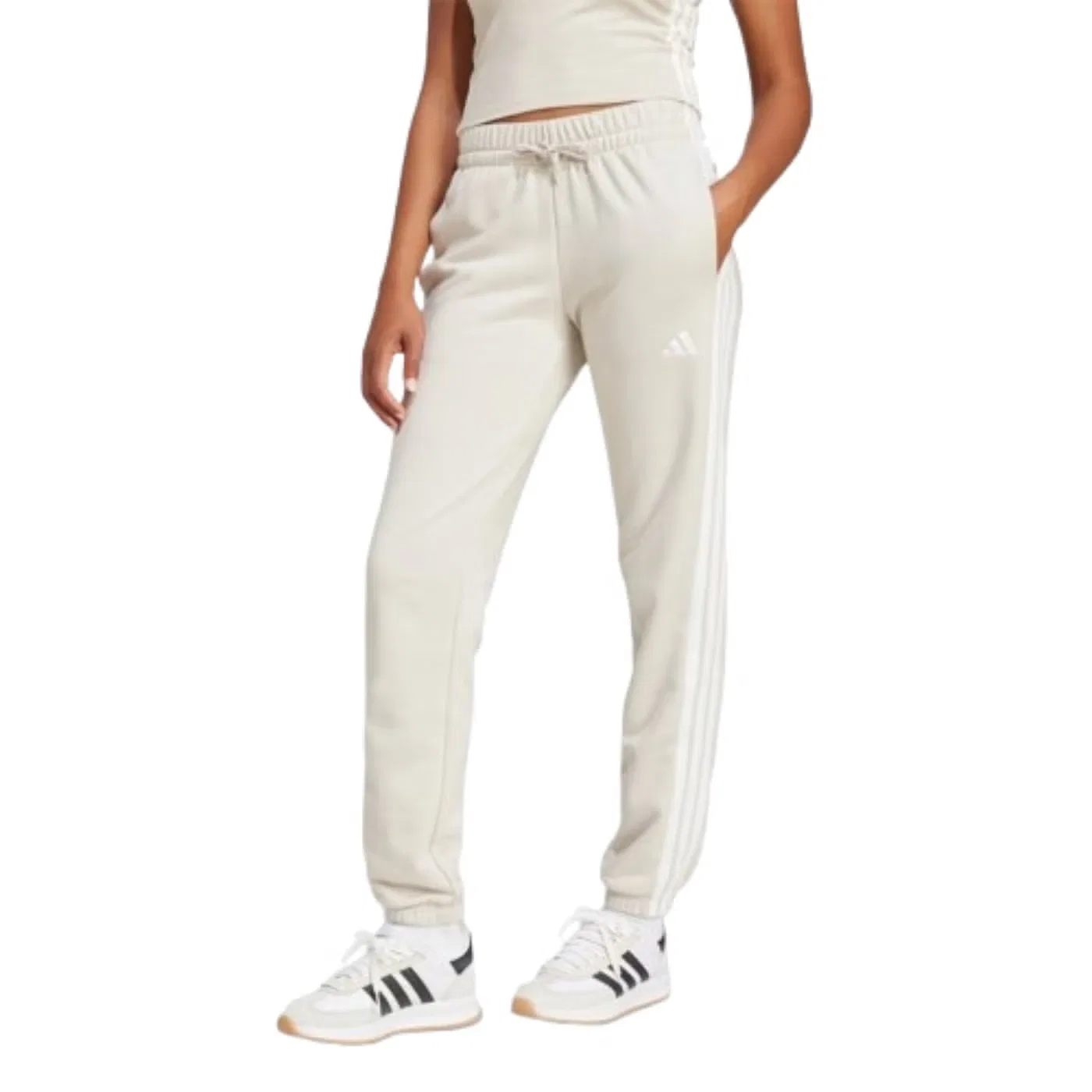 Брюки из футера с манжетами Essentials 3-Stripes Adidas, белый