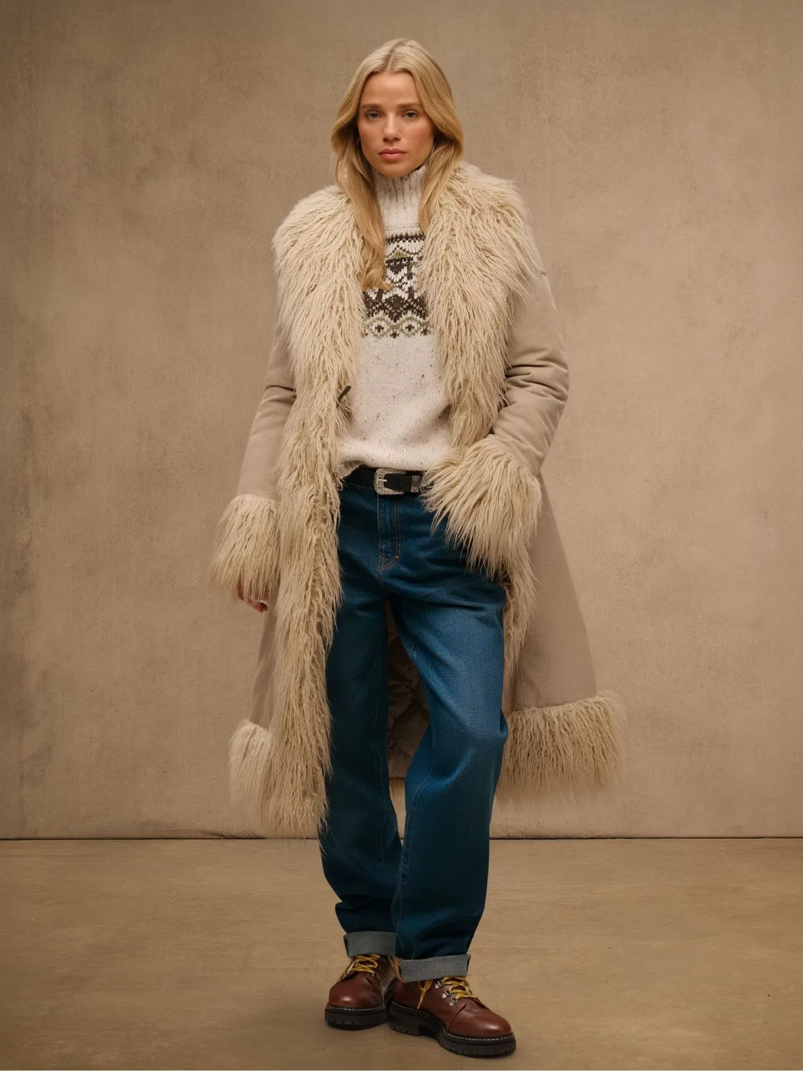 Пальто Long Afghan Superdry, кремовый