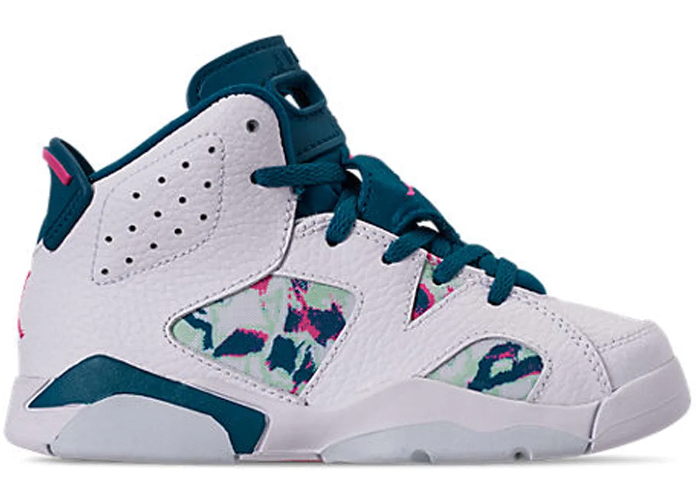 Детские кроссовки Lifestyle Jordan 6 Retro, White/Laser Fuchsia-Green Abyss