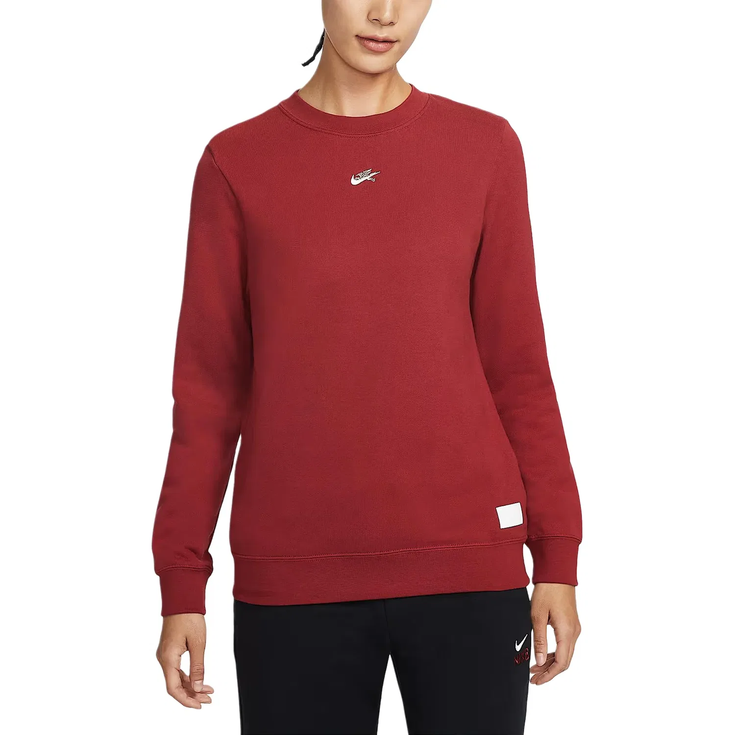 Женская футболка Sportswear Standard Fit Fleece Sweatshirt Asia Sizing 'CNY Red' Nike, красный — фото 3