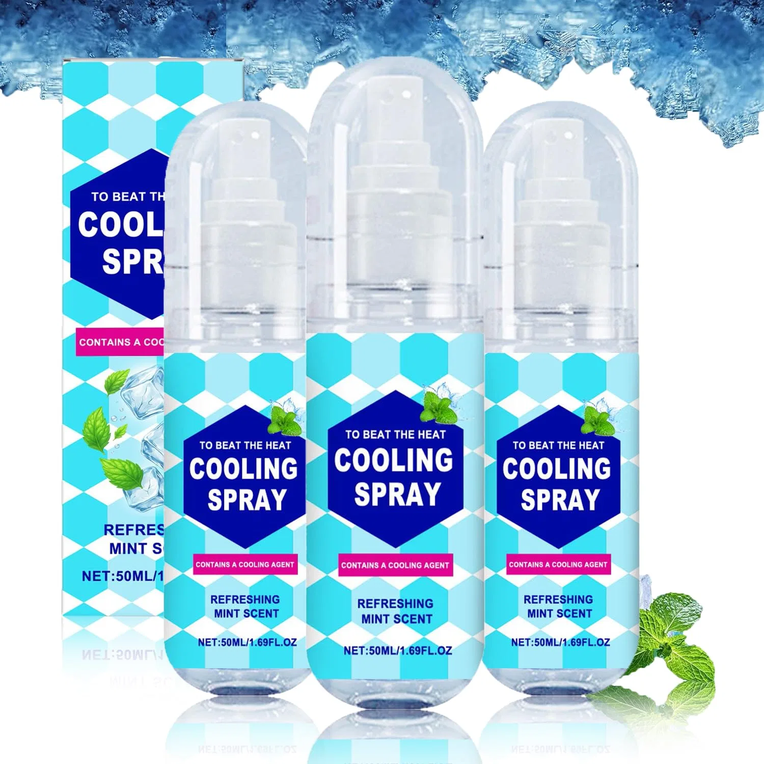 Охлаждающий спрей Mint Cool, Generisch, набор 3 шт, 50 мл