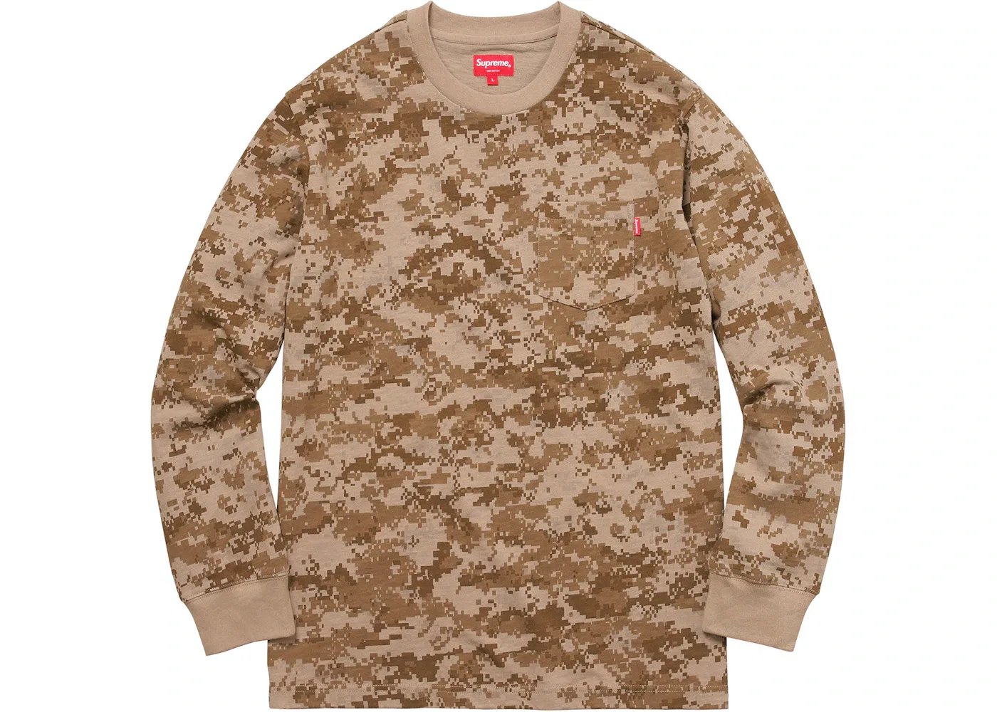 Мужская футболка с длинным рукавом Supreme Tee, Tan Digi Camo