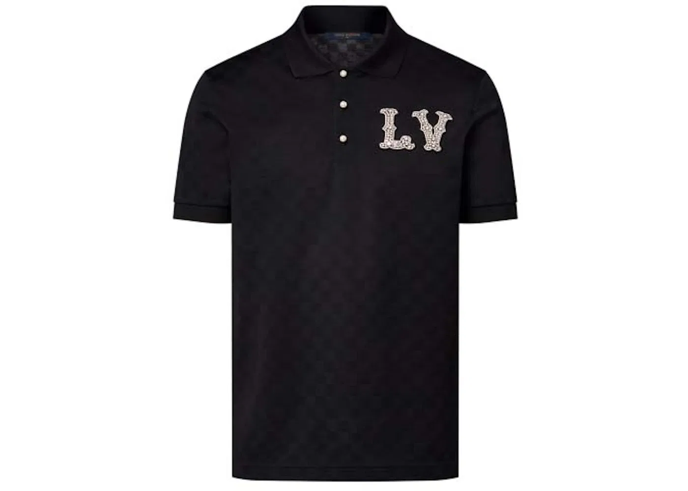 Мужская рубашка-поло хлопковая пике с вышитым логотипом Polo with Embroidered LV Patch Louis Vuitton, Black