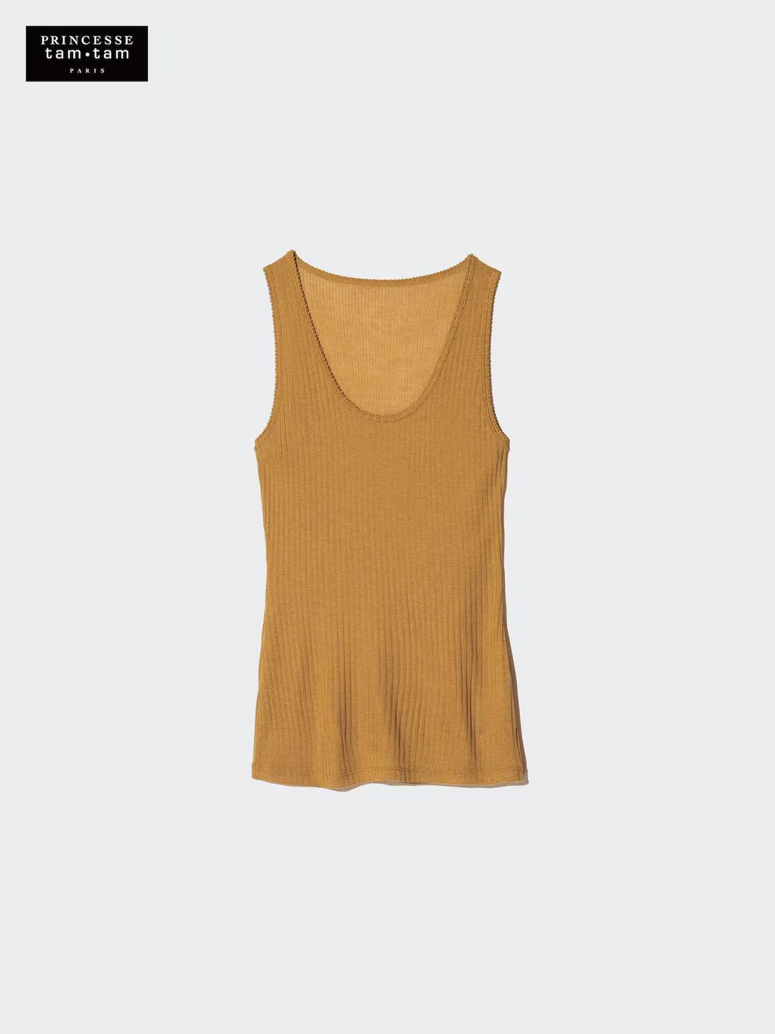 Майка Uniqlo Heattech, женская, кашемировая смесь с ажурным узором, оранжевый — фото 2