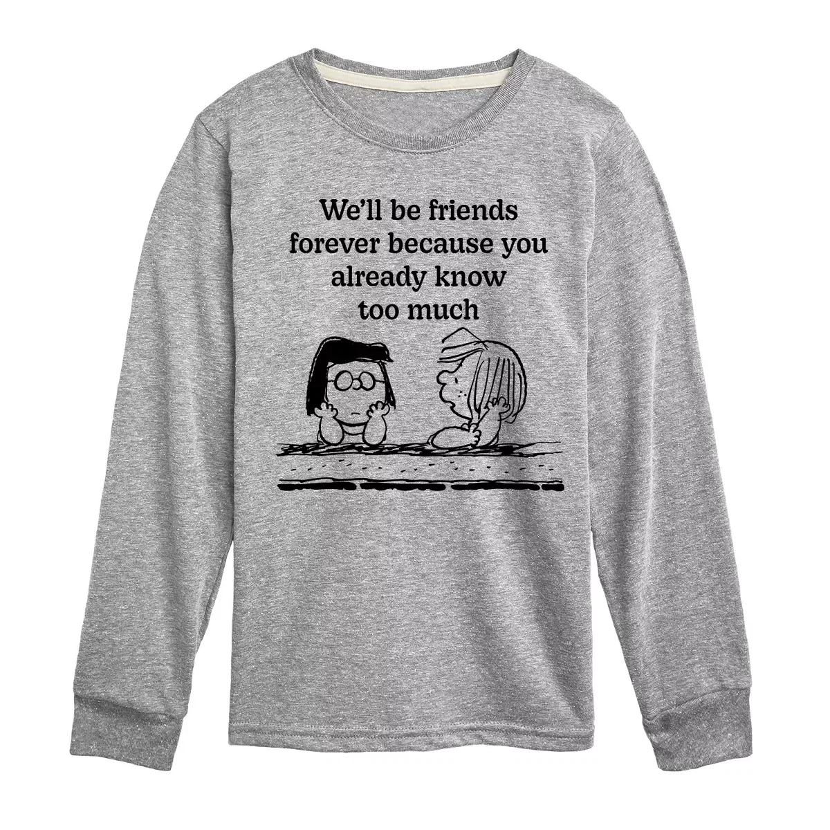 Детская футболка с длинным рукавом с принтом Friends Forever Marcie And Patty Peanuts, Athletic Heather