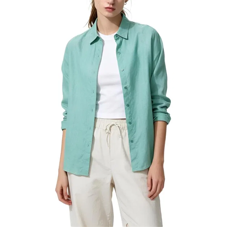 Женская рубашка с воротником Green Lapel UNIQLO, Green