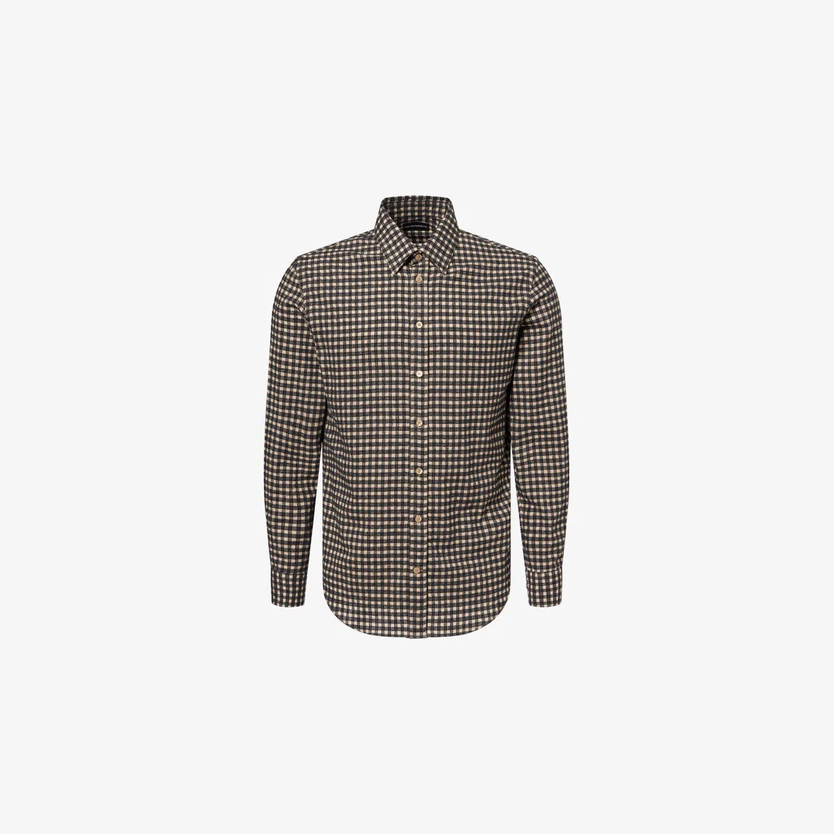 Рубашка из хлопковой фланели в клетку Emporio Armani, бежевый/черный