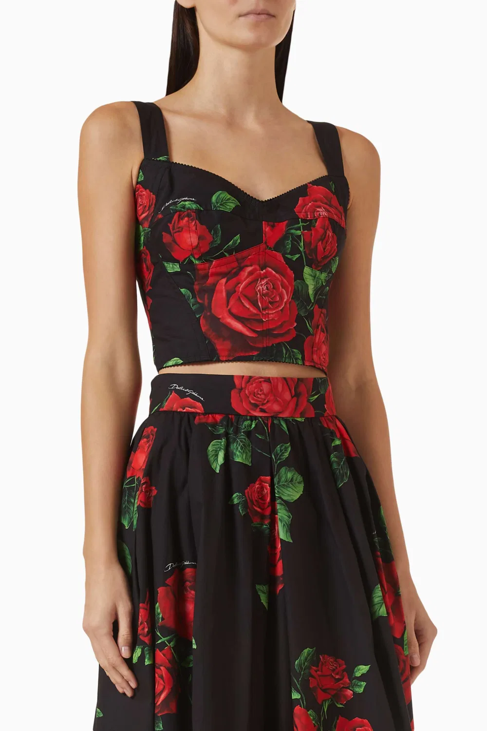 Топ без рукавов с принтом роз Corset Top Dolce & Gabbana