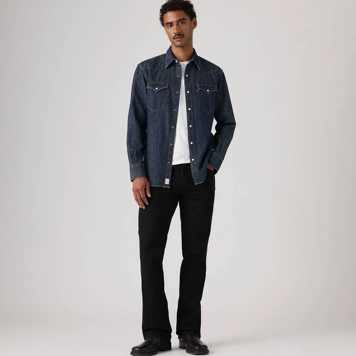 Мужские джинсы в стиле вестерн 507, узкие, расклешенные Levi's, Run The Road Rinse - Black