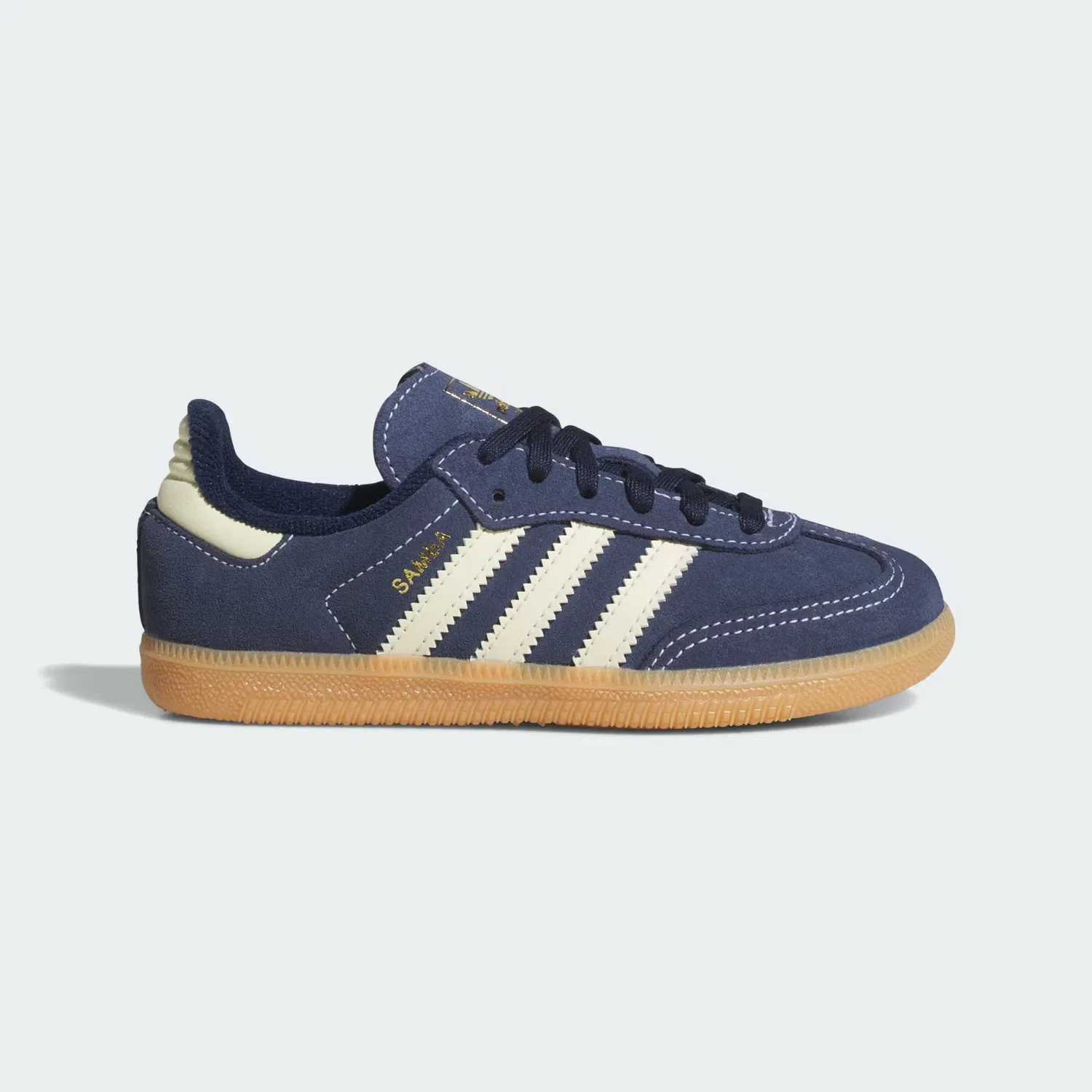 Детские кроссовки с кожаным верхом SAMBA OG Adidas Originals, темно-синий/теплый ванильный/медовый